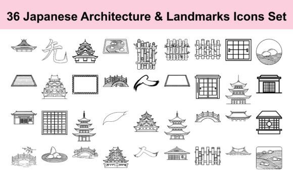 36 Japanese Architectural and Landmark Icons for Creative Workflow Integration
