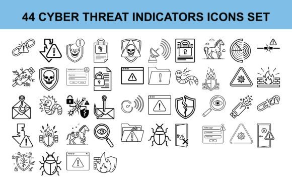 44 Cyber Threat Indicators Icon Set: A Visual Tool for Cybersecurity Communication