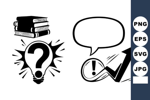 Comic Black White Learning Icons