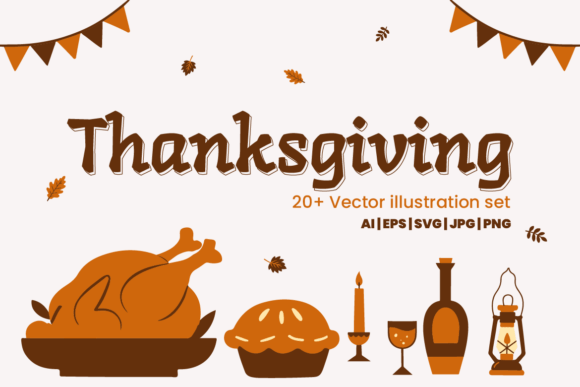 Enhance Your Designs with the Thanksgiving Vector Illustration Set