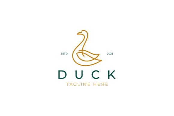 Iconic Line Art Swan or Duck Logo Simply