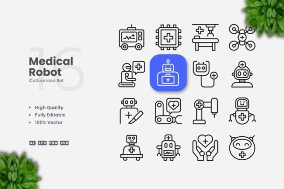Medical Robot Outline Icons