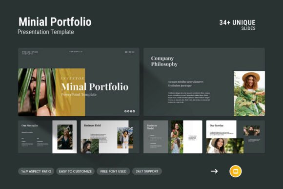 Minal Portfolio Google Slides Template: A Professional Way to Showcase Your Work
