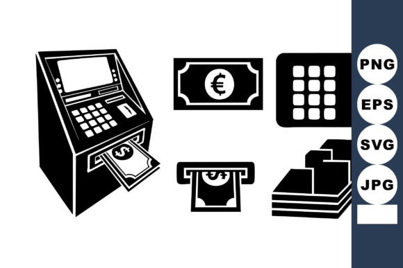 Minimal ATM Machine Icons for Modern Banking Interfaces