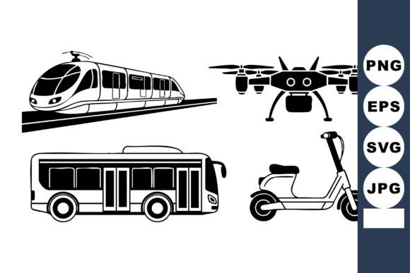 Modern Urban Transport Silhouette Set: A Versatile Design Resource