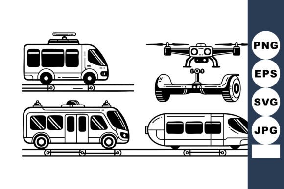 Monoline Future Transport Icons: A Vision of Tomorrow’s Mobility