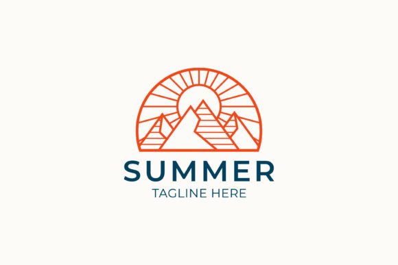 Mountain Summer Badge Logo Sunrise