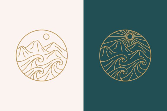 Revitalize Your Corporate Image with the Mountain Wave Sun Abstract Logo Linear