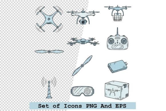 Set of Drone Icons Vector Illustration: A Strategic Tool for Modern Design