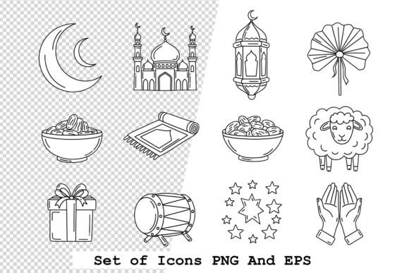 Set of Eid Icons Vector Illustration: A Versatile Tool for Modern Design Workflows