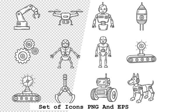 Set of Robotics Icon Vector Illustration: A Modern Design Essential