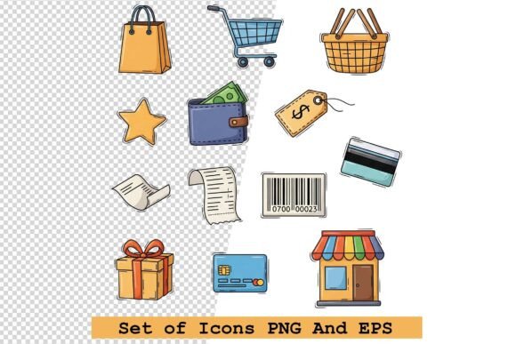 Set of Shopping Icons Vector: A Modern Tool for Streamlined Design Workflows