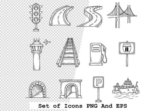 Set of Transport Infrastructure Icons