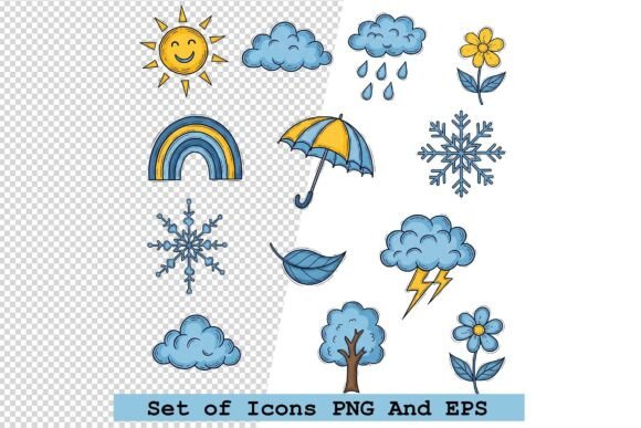 Set of Weather and Nature Icons in Hand