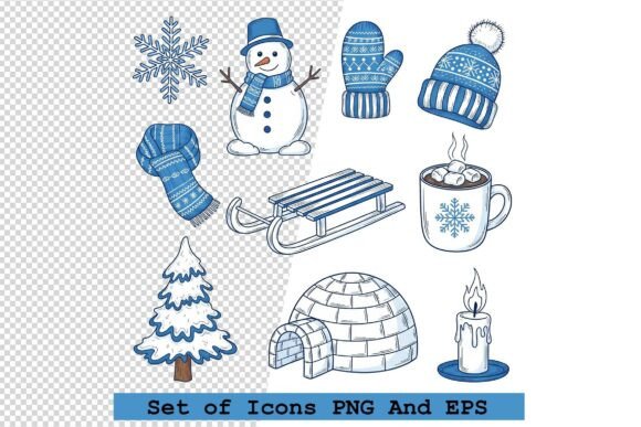 Set of Winter Icons in Hand Vector: A Versatile Design Resource