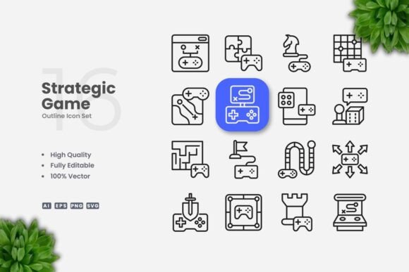 Strategic Game Outline Icons: A Versatile Design Solution