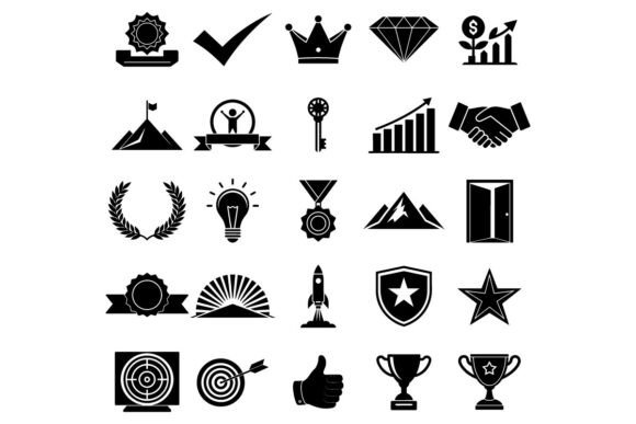 Success Vector Icon Set – Achievement: Elevate Your Visual Storytelling
