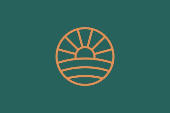 Sunrise Symbol Linear Circle Logo Badge