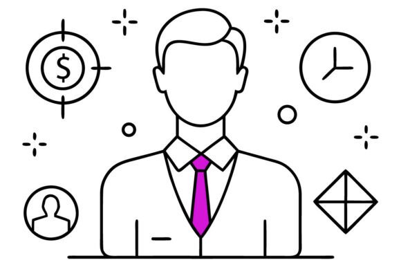 The Power of Visual Storytelling: Elegant Businessman Outline Vector Icon in Modern Professional Design